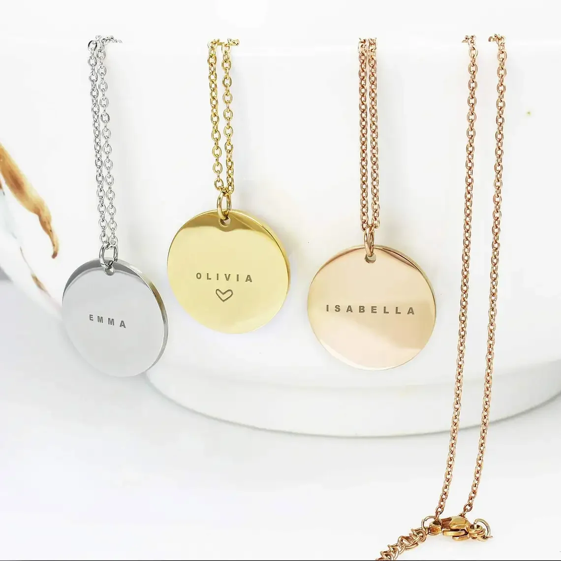 Birth Flower Necklace - Nomes gravados personalizados data colar com